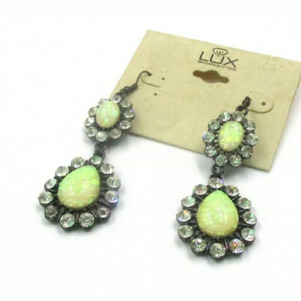 New LUX Accessories Gemstone Dangle Statement Earrings.